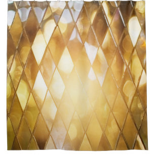 Rideaux De Douche Mosaïque d'or : Effet de verre brillant.