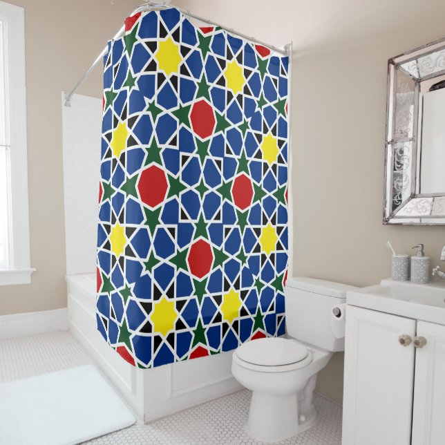 Rideaux De Douche Mosaïque marocaine Mosaïque géométrique Motif (En situation)