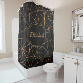 Rideaux De Douche Mosaïque noire et dorée
