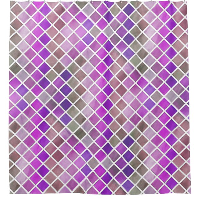 Rideaux De Douche Mosaïque rose violet orange vert (Devant)
