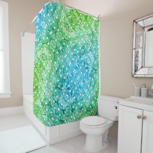 Rideaux De Douche Mosaïque verte aquamarine fleur de vie