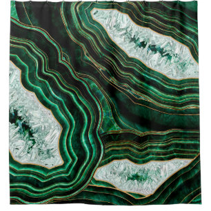 Rideaux De Douche Moss Green Geode et Crystals Art numérique