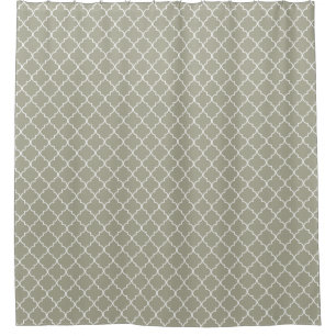 Rideaux De Douche Moss Grey Marocain Quatrefoil Motif