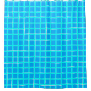 Rideaux De Douche Motif à carreaux bleu néon
