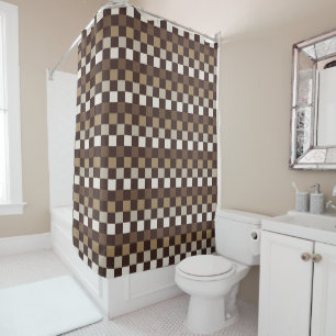 Rideaux De Douche motif à carreaux de minéraux terreux