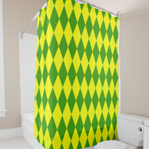 Rideaux De Douche Motif à carreaux Harlequin jaune vert