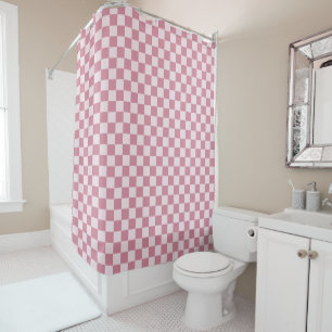 Rideaux De Douche Motif à carreaux rose poussiéreux