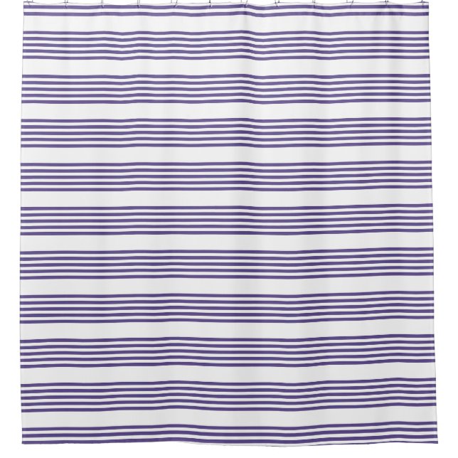 Rideaux De Douche Motif à cinq bandes Ultra violet et blanc (Devant)