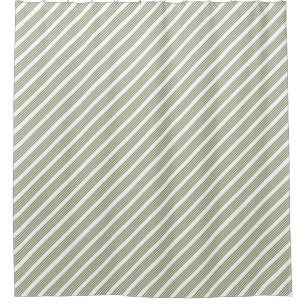 Rideaux De Douche Motif à cinq bandes vert et blanc olive