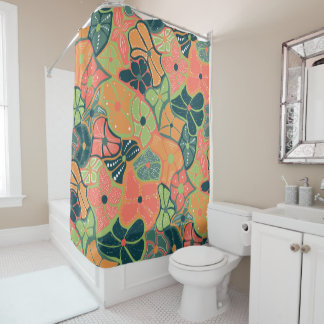 Rideaux De Douche Motif à fleurs coloré rétro