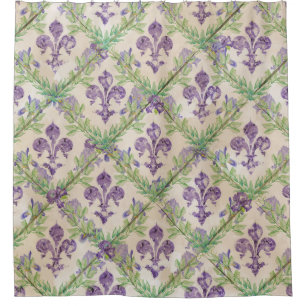 Rideaux De Douche motif à fleurs de lis - aquarelle Iris