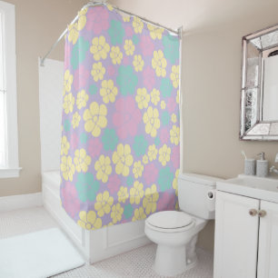 Rideaux De Douche Motif à fleurs - rose, jaune, violet et vert