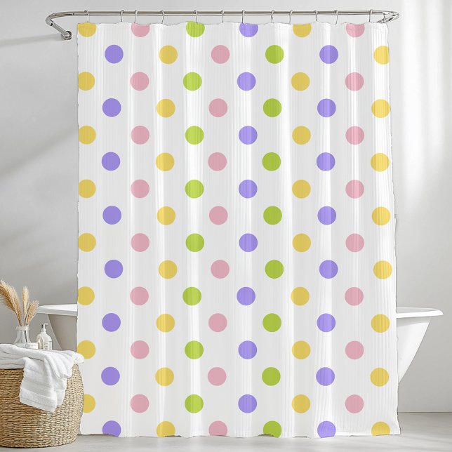 Rideaux De Douche Motif à points du pastel de printemps (Spring Pastel Polka Dot Pattern Shower Curtain)