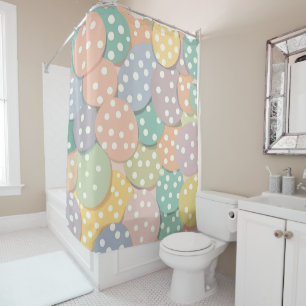 Rideaux De Douche Motif à points Polka sans couleur pastel
