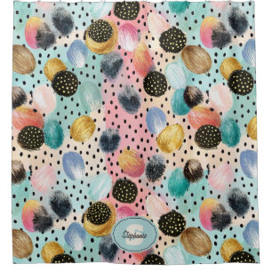 Rideaux De Douche Motif Abstrait brosse et Pointe Polka