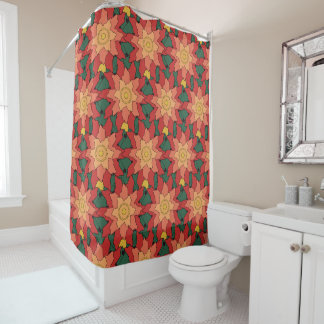 Rideaux De Douche Motif abstrait coloré de mandala géométrique rétro