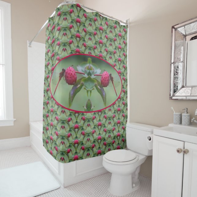Rideaux De Douche Motif Abstrait de la libellule rouge (En situation)
