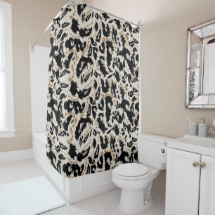 Rideaux De Douche Motif abstrait de léopard africain bohème