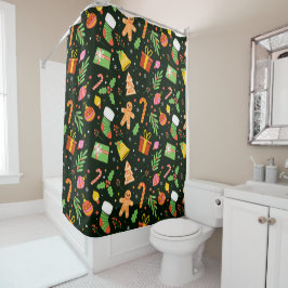 Rideaux De Douche Motif Abstrait de Noël vert foncé