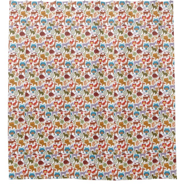 Rideaux De Douche Motif abstrait d'enfant et d'animaux (Devant)