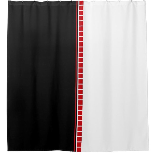 Rideaux De Douche Motif Abstrait noir blanc et rouge (Devant)