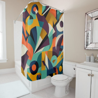 Rideaux De Douche Motif Abstrait rétro du Moyen-siècle