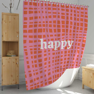 Rideaux De Douche Motif Abstrait Retro Grid heureux