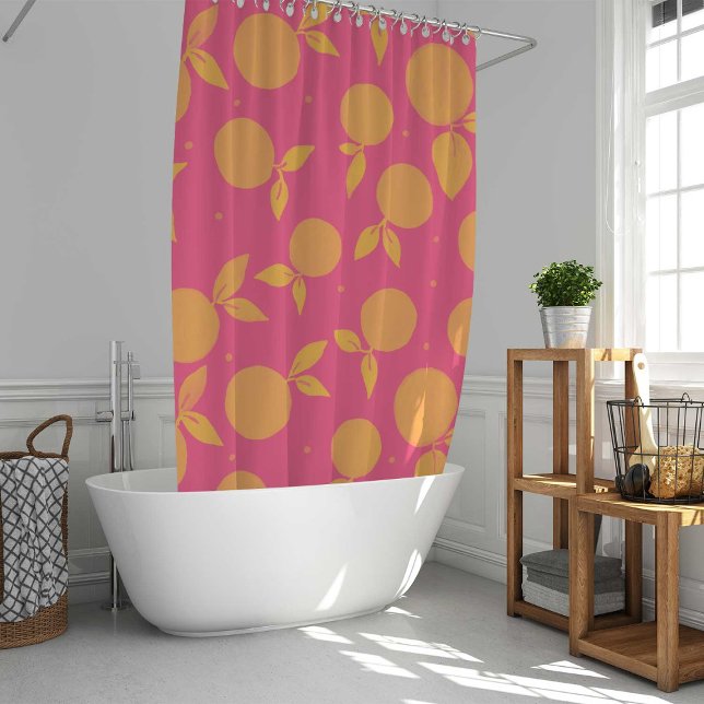 Rideaux De Douche motif Abstrait tangerine rose et jaune (Créateur téléchargé)