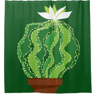 Rideaux De Douche motif Abstrait vert cactus transparent