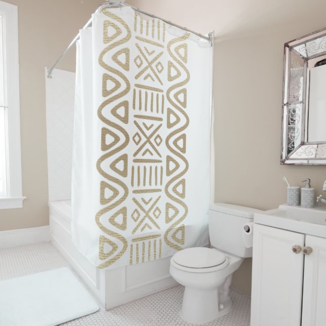 Rideaux De Douche Motif africain en tissu boueux (En situation)