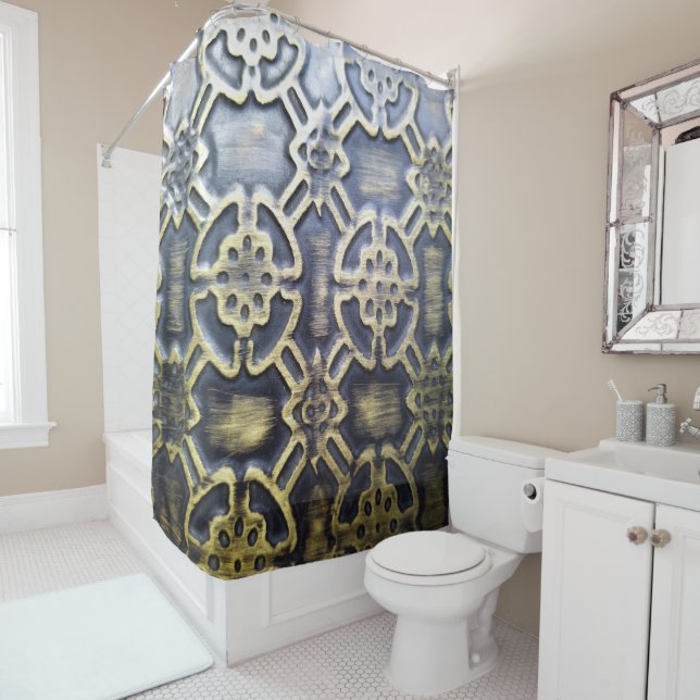 Rideaux De Douche motif africain en tissu boueux (En situation)
