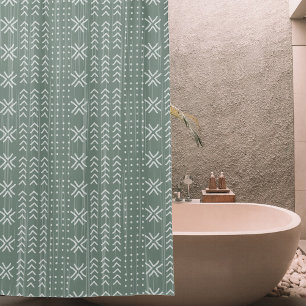Rideaux De Douche Motif africain moderne Sage Vert boue