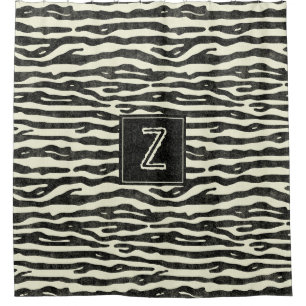 Rideaux De Douche Motif animal de monogramme barré par noir