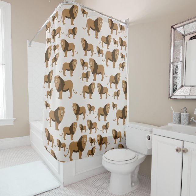 Rideaux De Douche Motif animal du lion sauvage (En situation)