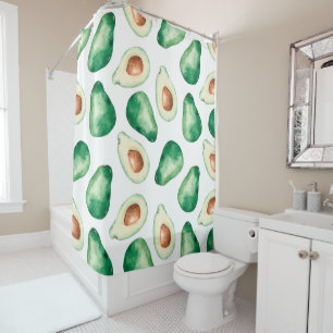 Rideaux De Douche Motif Aquarelle Avocado
