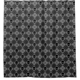 Rideaux De Douche Motif Argyle Alien Noir et Gris