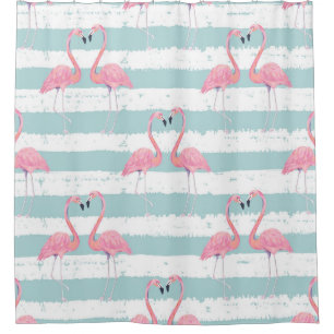 Rideaux De Douche Motif Arrière - plan Exotique Flamant rose rayé