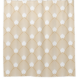Rideaux De Douche Motif Art déco or et blanc