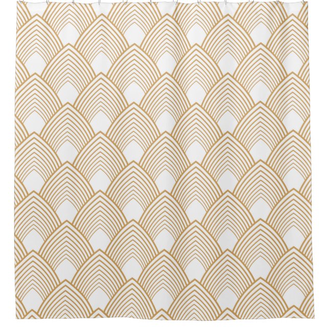 Rideaux De Douche Motif Art déco or et blanc (Devant)