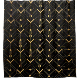 Rideaux De Douche Motif Art déco. Simples grappes noir et or