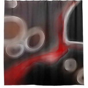 Rideaux De Douche Motif artériel : Noir, Blanc et Rouge Abstrait