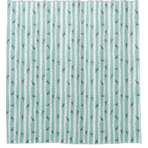 Rideaux De Douche Motif avec des oiseaux et des arbres