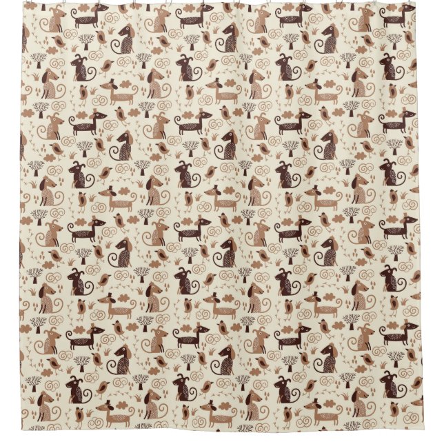 Rideaux De Douche motif avec les chiens mignons (Devant)