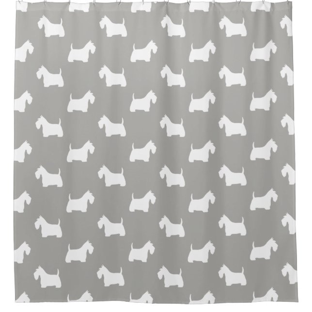 Rideaux De Douche Motif blanc écossais Terrier Silhouettes (Devant)
