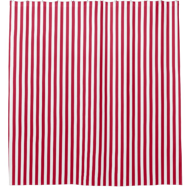 Rideaux De Douche Motif blanc rouge classique de rayure (Devant)
