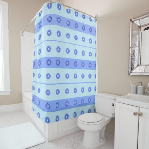 Rideaux De Douche Motif bleu clair Fleurs bleu foncé