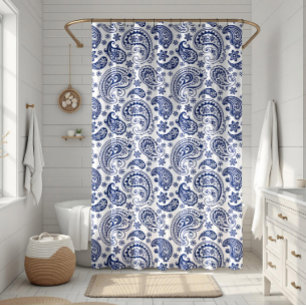 Rideaux De Douche Motif bleu vintage paisley