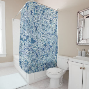 Rideaux De Douche Motif Blue Boho Lace Paisley 