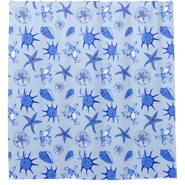 Rideaux De Douche Motif Blue Sea Shell (Devant)