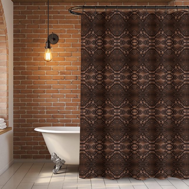 Rideaux De Douche Motif Brown en cuir baroque Faux (Créateur téléchargé)
